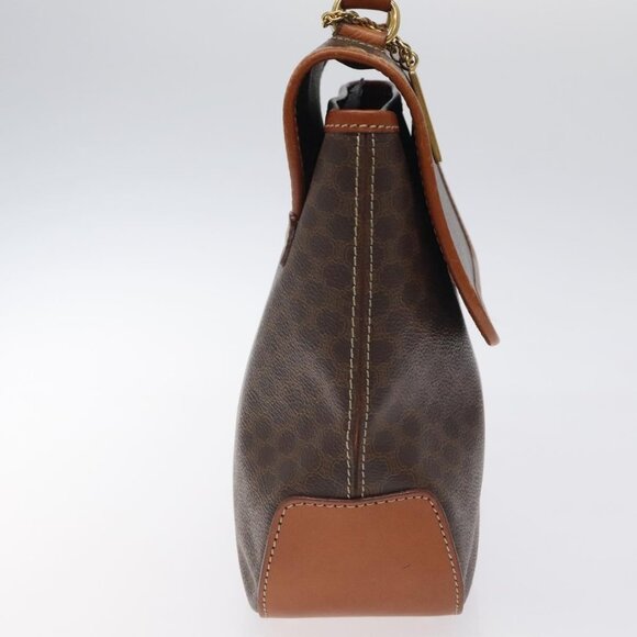 CELINE Macadam Canvas Hand Bag PVC Leather Brown Gold Auth - Picture 4 of 16